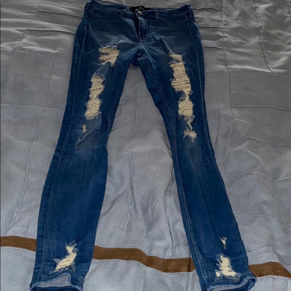 Distressed High Rise Jean Leggings